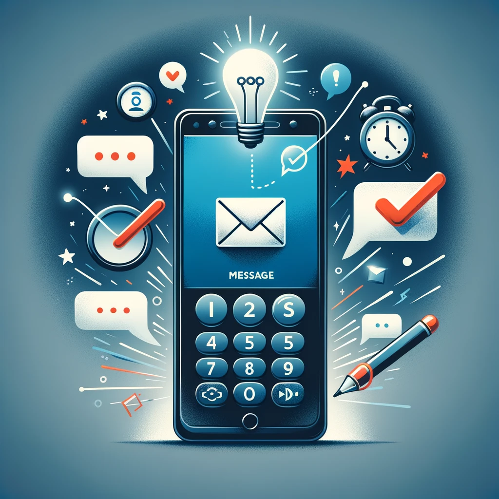 Illustration showing a modern phone with voicemail strategies in a sales context.