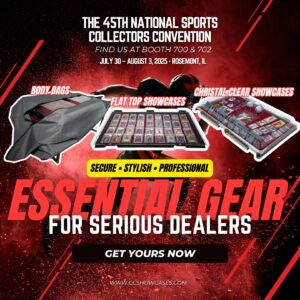 Sports card and memorabilia display gear promoted for collectors and dealers