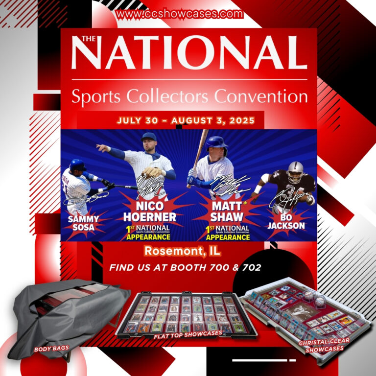 National Sports Collectors Convention marketing graphic promoting exhibitor products