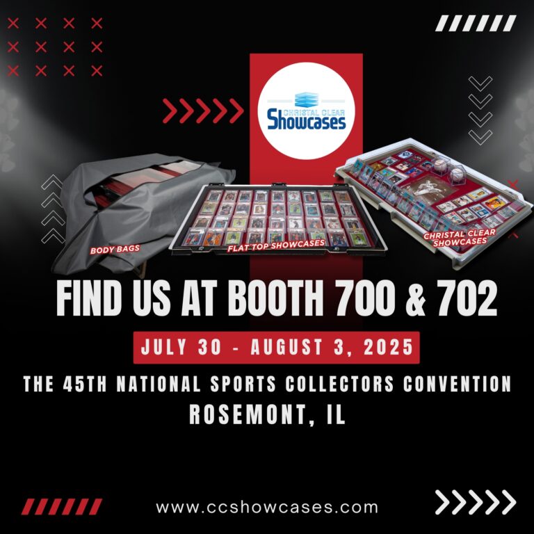 Trade show marketing graphic promoting booth presence at industry convention