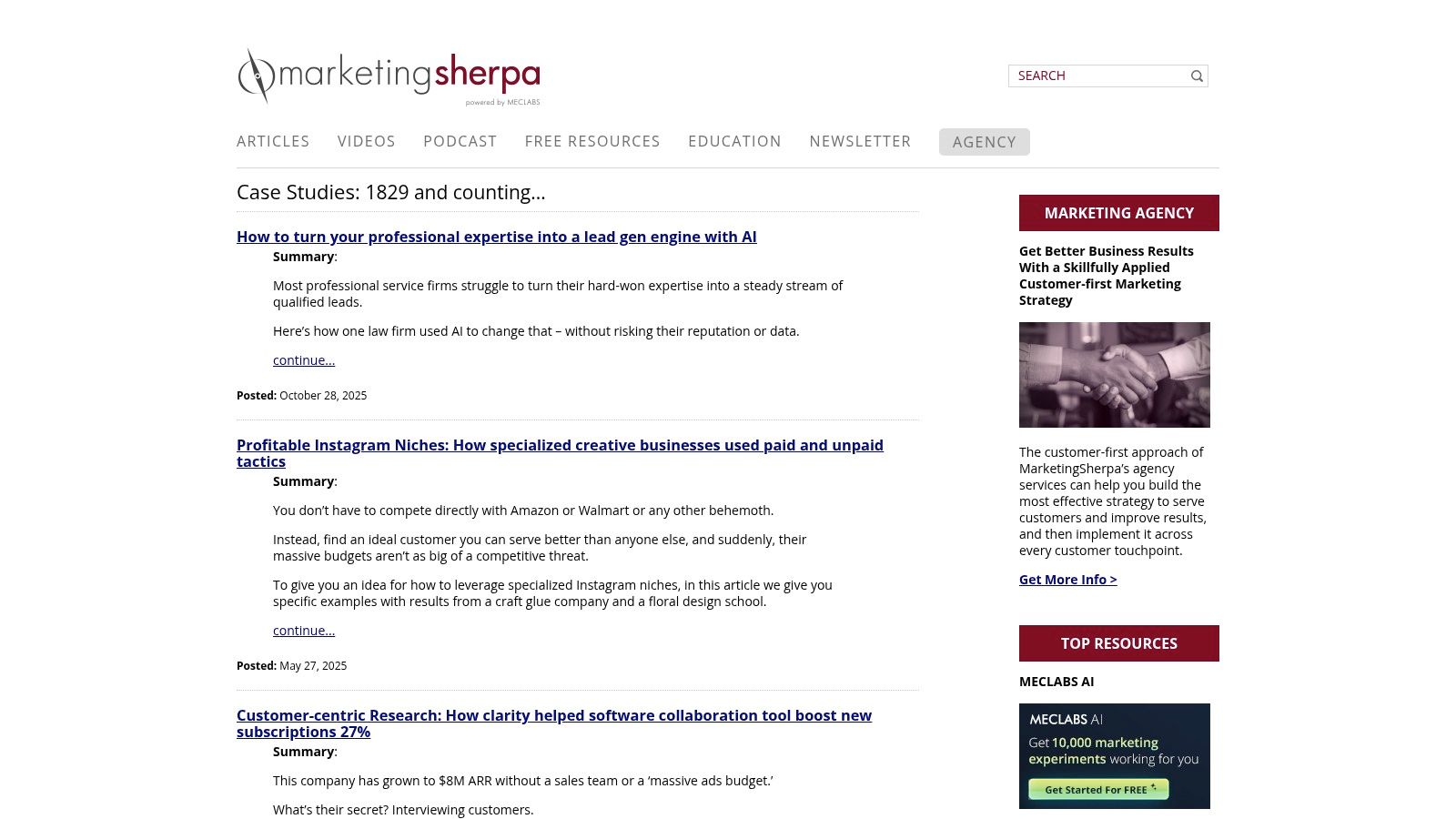 MarketingSherpa: The B2B Tactical Archive