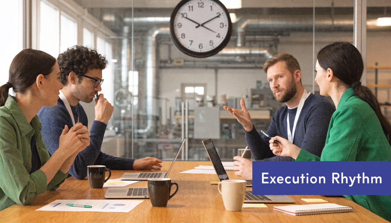A diverse team of professionals collaborating and holding a business meeting in a modern office boardroom.