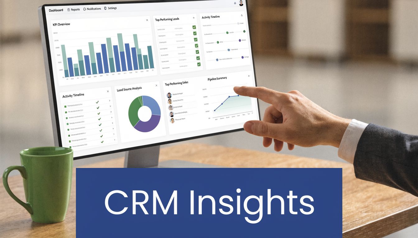 A professional analyzing CRM dashboard data on a computer screen for business market analysis.