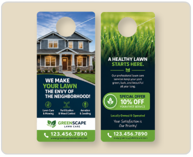 Full-color ready-cut door hanger printing example