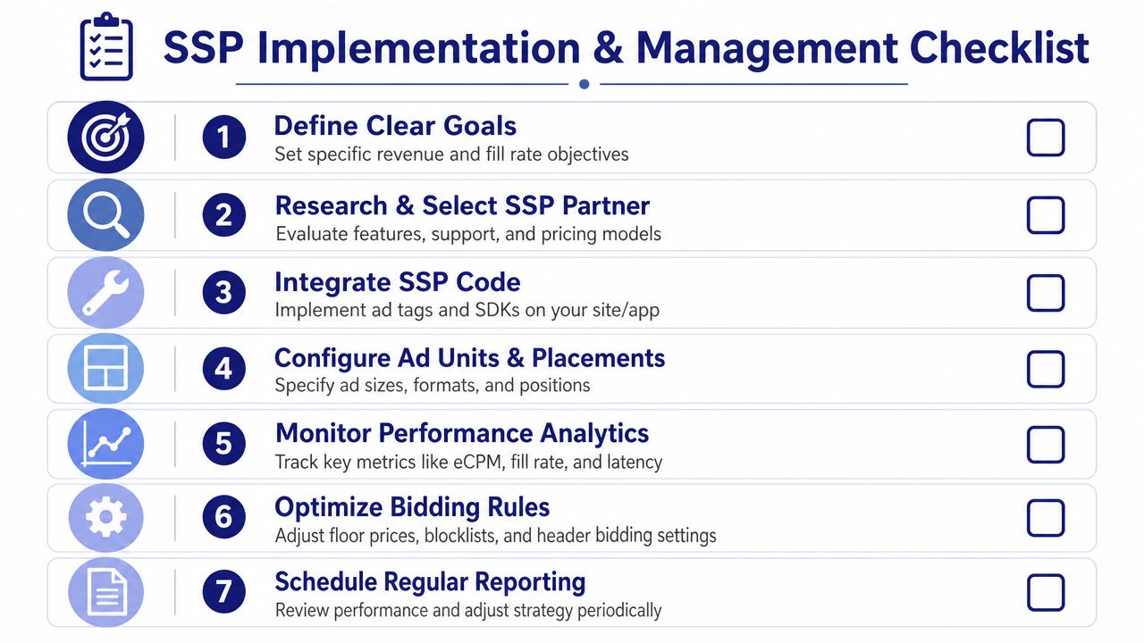 A comprehensive seven-step checklist for the implementation and management of a supply side platform.