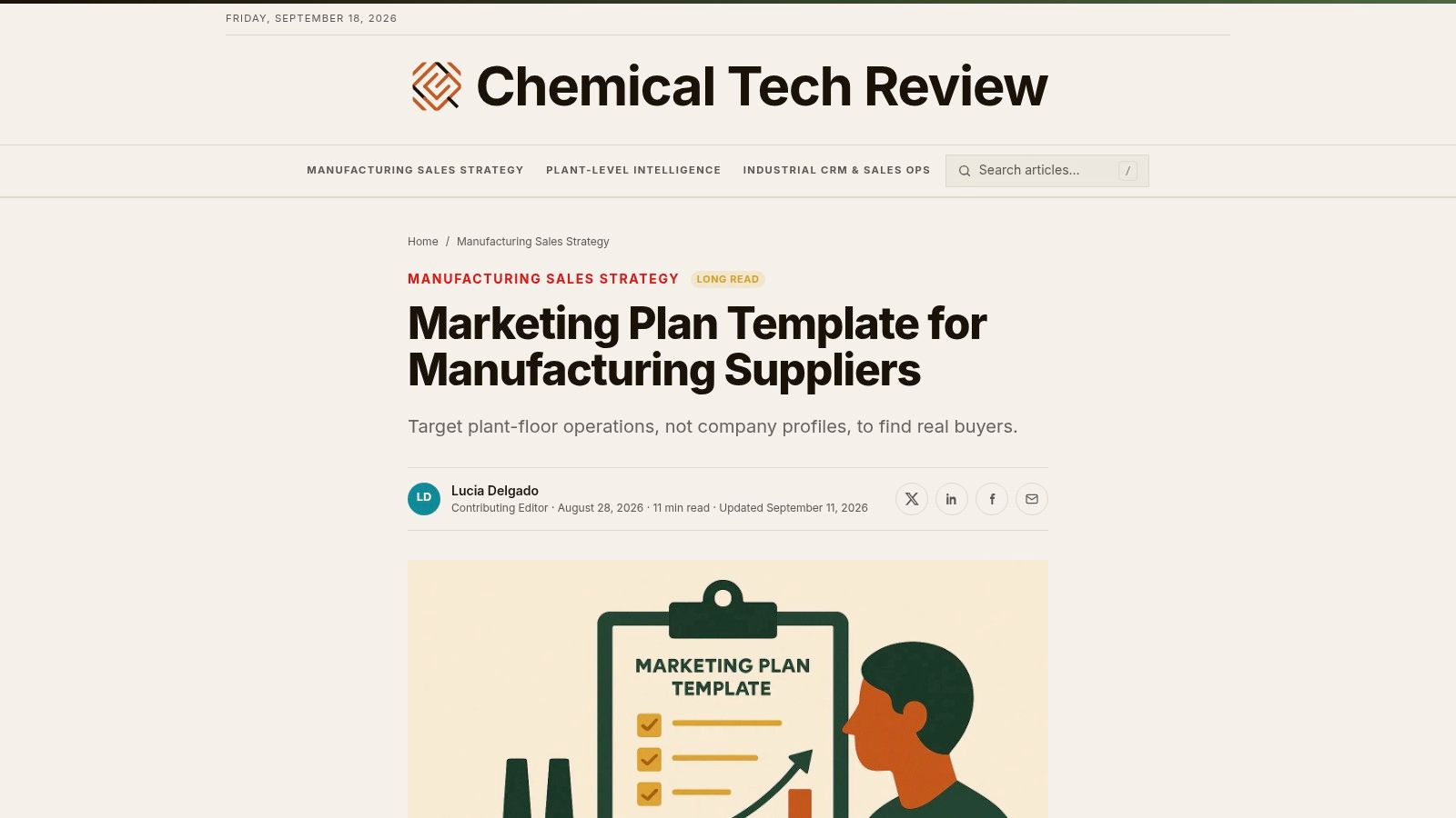 Chemical Tech Review – Marketing Plan Template for Manufacturing Suppliers