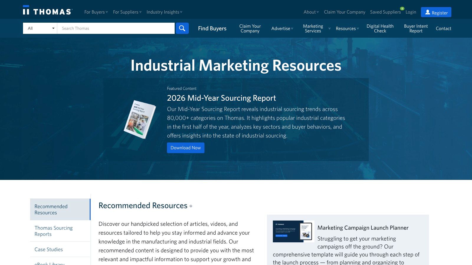 Thomas (Thomasnet) – Marketing Campaign Launch Planner (Industrial Resource)