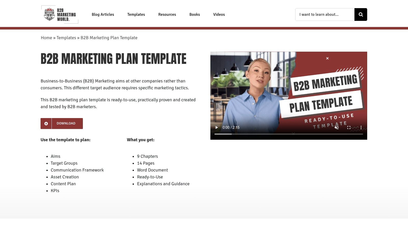 B2B Marketing World – B2B Marketing Plan Template (Free)
