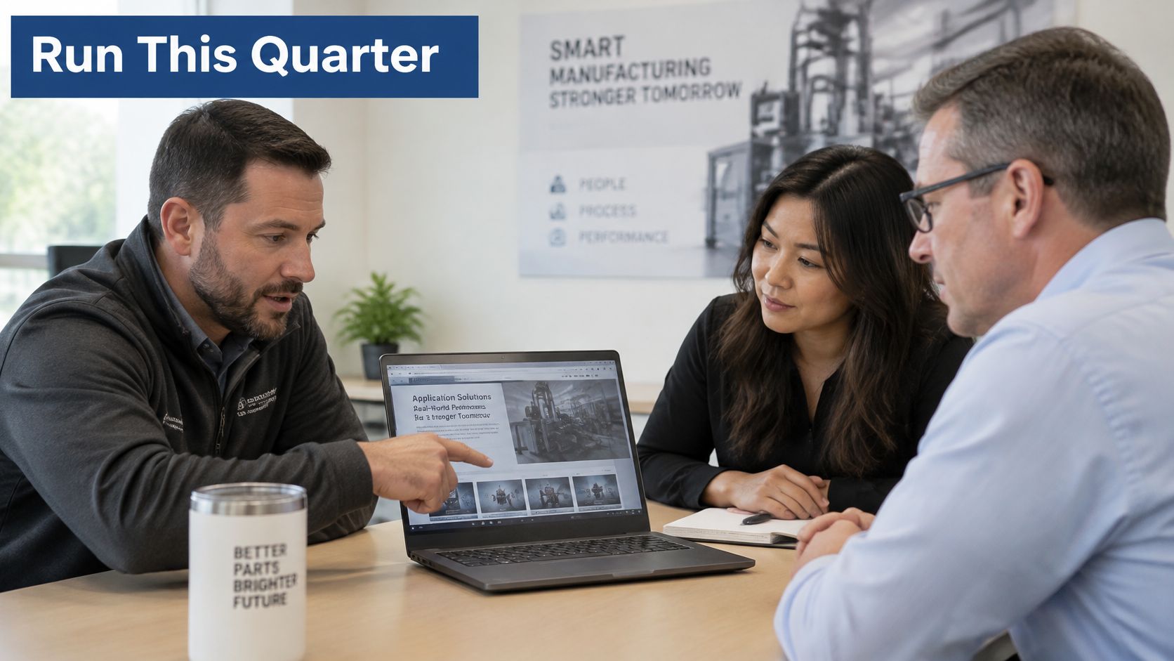A diverse team of business professionals collaborating and discussing business strategies during a meeting in an office.